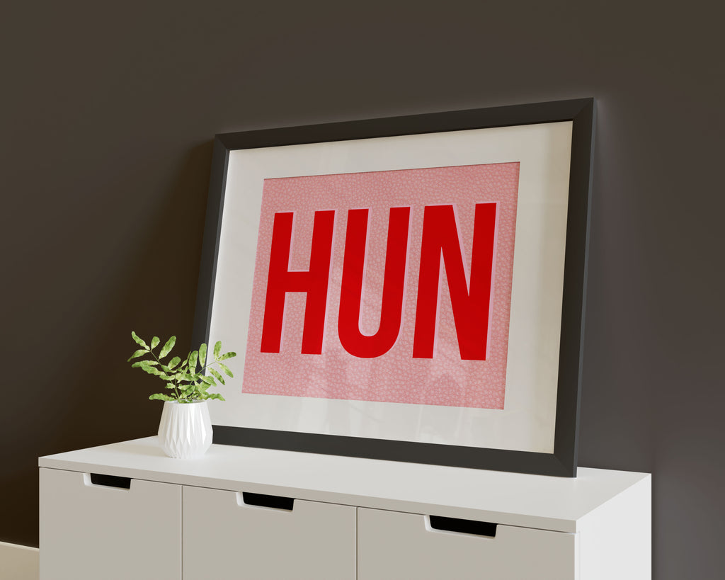 HUN Red on Pink Art Print.