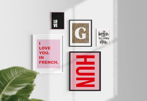 I Love You. In French. Poster Print. A5, A4, A3 any colour