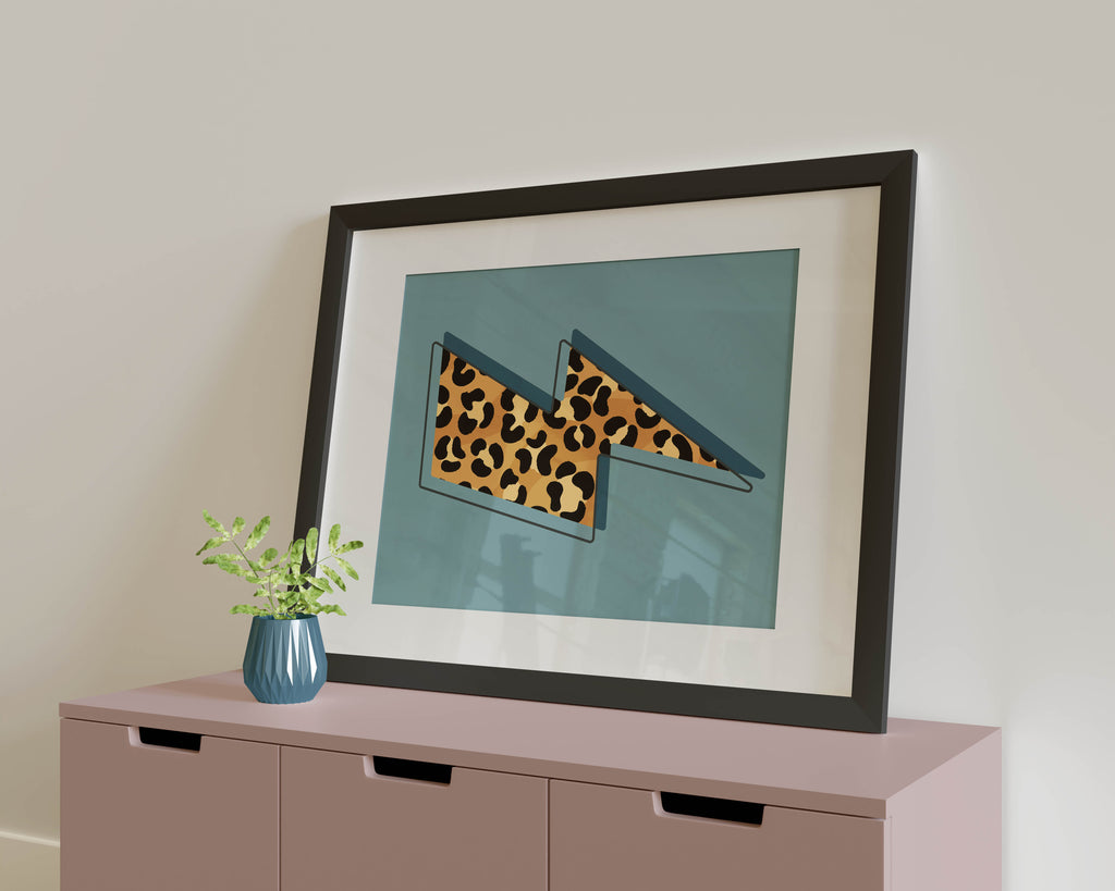 Leopard Print. Lighting bolt. Poster Print. A5, A4, A3 any colour